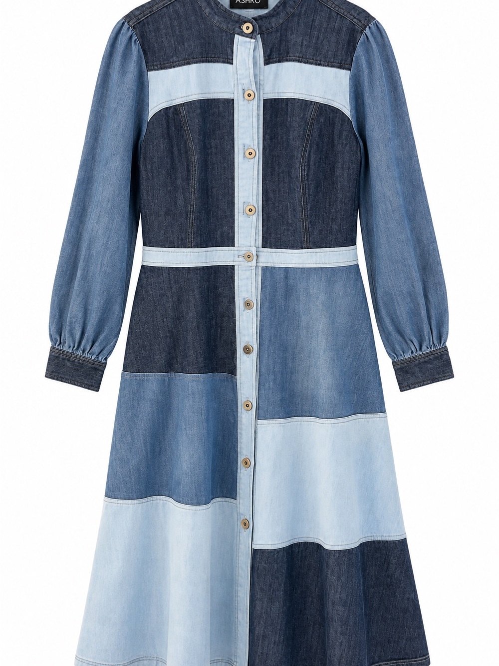 Ashro women’s patchwork denim midi dress